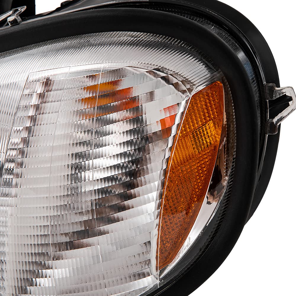G-PLUS Headlights Assembly, Compatible with 1996-2004 Freghtliner Columbia Left Bumper Headlamps, Clear Lens Chrome Housing Amber Reflector,faros delanteros