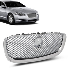 G-PLUS Upper Front Center Grille for Jaguar XF XFR 2012-2015 Silver