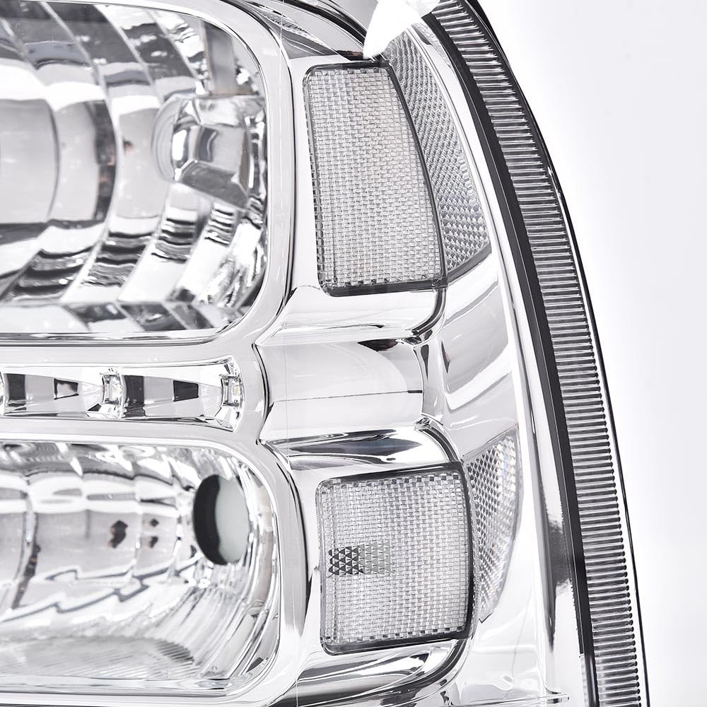 G-PLUS LED Headlights Compatible with Point Style Ford F250 F350 F450 F550 Super Duty 2005-2007 DRL BAR Headlamps Clear Lens Chrome Housing Clear Reflector,faros delanteros
