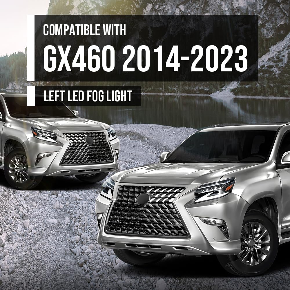 G-PLUS LED Front Bumper Fog Light Lamp Left Driver Side Compatible with LX GX460 2014-2023 8122060110 Black