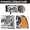 G-PLUS LED Headlights Head Lamps Fit Dodge Ram 1500 1994-2001/Fit Dodge Ram 2500 3500 1994-2002 Left & Right Clear Lens Chrome Housing Amber Reflector Bumper Headlamps w/o Bulbs,faros Assembly