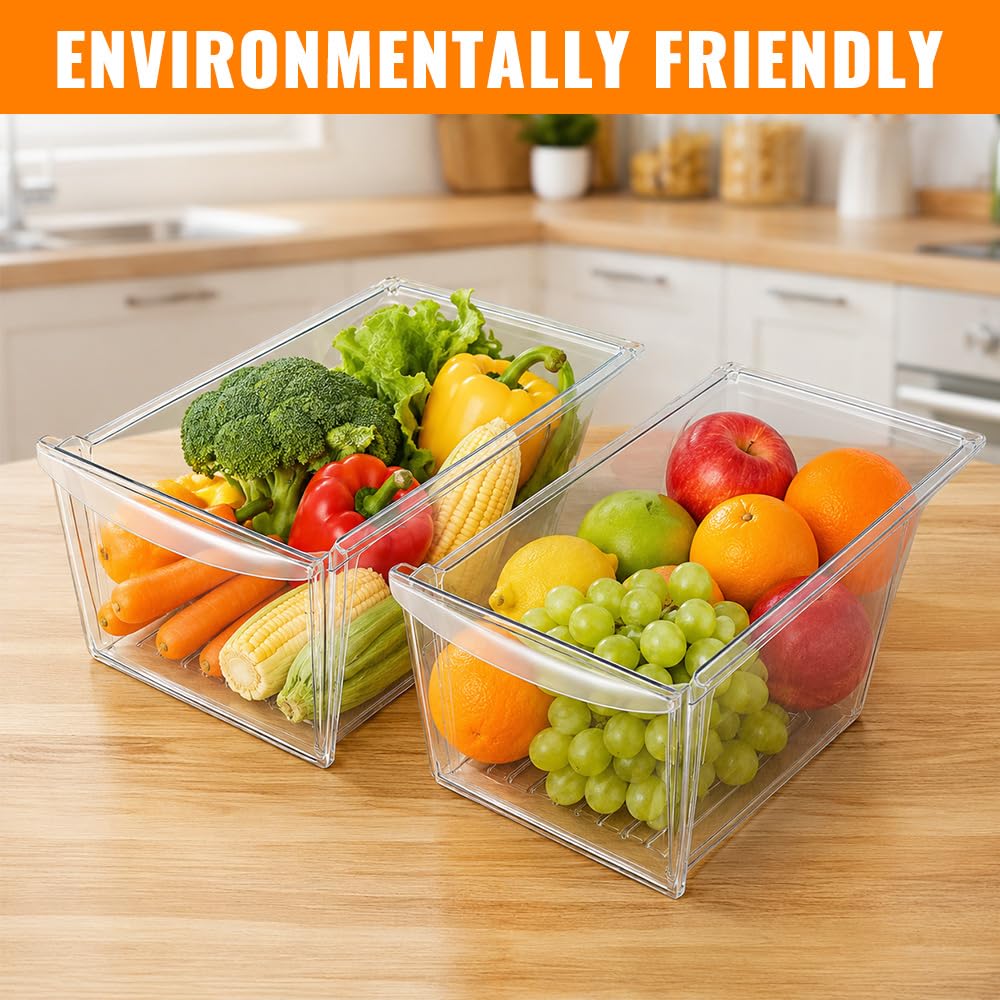 G-PLUS Crisper Drawer Pan 2PCS Compatible with Frigidaire, Kenmore, Crosley, Westinghouse, Gibson, Kelvinator 240337102, 240337108, 891037 Clear