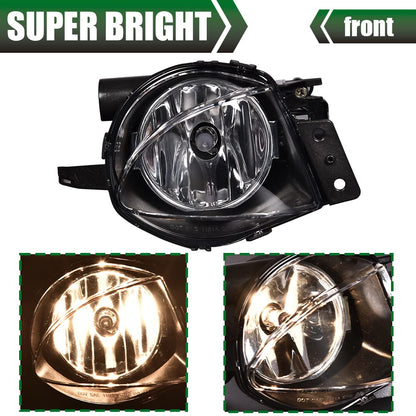 GPLUS Bumper Fog Lights W/bulb Compatible With 2006-2008 BMW E90 325i 328i 330i 335i, Driver & Passenger Side Bumper Mounted Fog Lamps (Clear lens) neblineros para autos delantero faros antiniebla