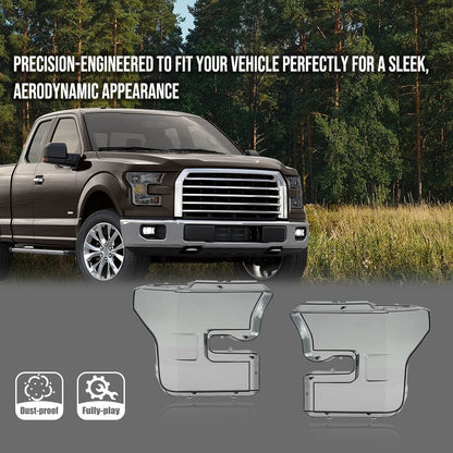 G-PLUS Headlights Headlamps Cover Left+Right Smoke Compatible with 2015-2017 Ford F150 FO2502335, FO2503335, FO2502344