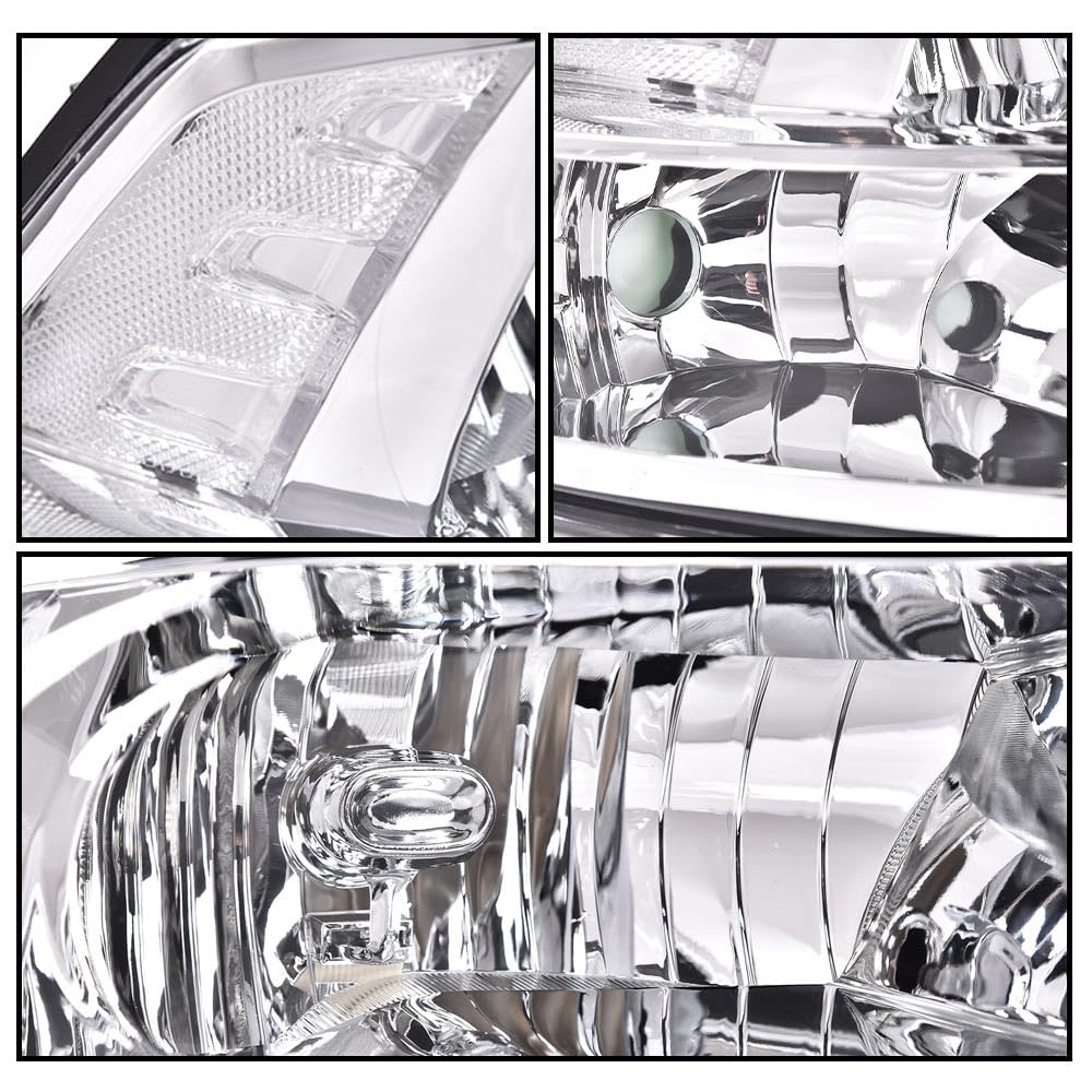 G-PLUS Headlights Assembly Compatible with Dodge Ram 1500 2500 3500 2009-2012 (New Body), Only Fit Factory Quad, Clear Lens Chrome Housing Clear Reflector, faros delanteros