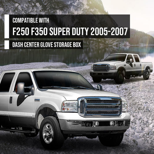 G-PLUS Dash Knee Center Glove Storage Box Cubby Compatible with Ford F250 F350 Super Duty 2005-2007 Dark Gray
