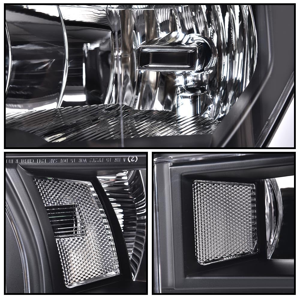 G-PLUS Front Bumper Fog Lights Assembly & Headlights w/o Bulbs Compatible with Ford F150 2015 2016 2017 (White Cover Black Frame White Reflector Headlights + Fog Lamps)