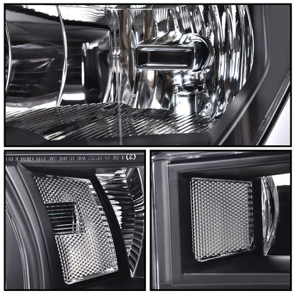 G-PLUS Front Bumper Fog Lights Assembly & Headlights w/o Bulbs Compatible with Ford F150 2015 2016 2017 (White Cover Black Frame White Reflector Headlights + Fog Lamps)