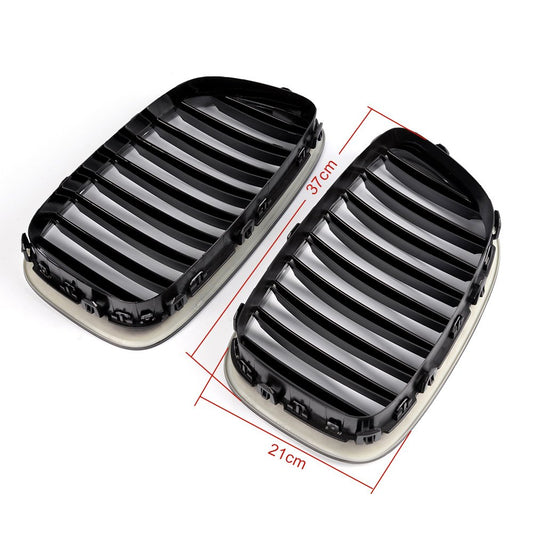 Gloss Black Front Hood Kidney Grille Grill Compatible For BMW F07 5 Series GT 535iGT 550iGT 2012+