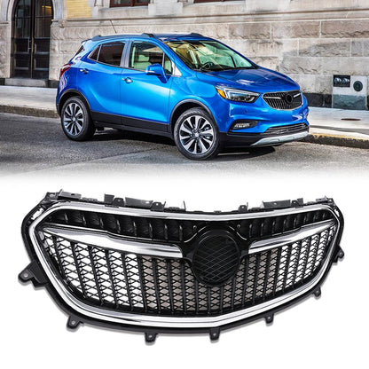 G-PLUS Front Upper Grille Replacemet Chrome Black Compatible with 2017 2018 2019 Buick Encore
