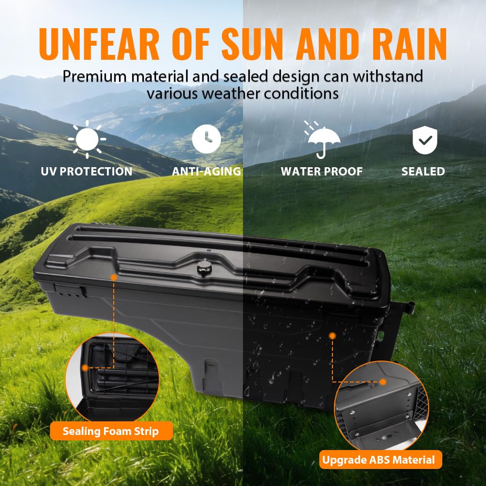G-PLUS Rear Right Lockable Storage Box Toolbox Compatible with Ford F150 2015 2016 2017 2018 2019 2020 Right Passenger Side Truck Bed Box