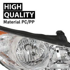 G-PLUS Headlights Assembly for Hyundai Elantra 2007-2010 Clear Lens Chrome Housing Amber Product Image