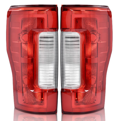 G-PLUS Tail Lights Assembly Compatible with Ford F250 F350 Super Duty 2017 2018 2019, Left & Right Rear Lamps Assembly, Red Lens Chrome Housing, FO2800256 HC3Z13405D