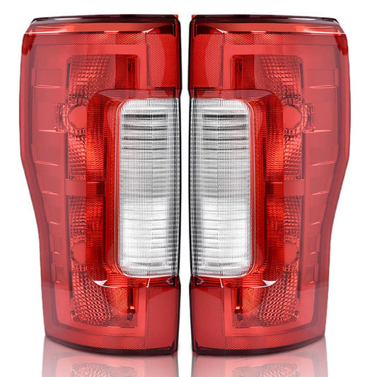 G-PLUS Tail Lights Assembly Compatible with Ford F250 F350 Super Duty 2017 2018 2019, Left & Right Rear Lamps Assembly, Red Lens Chrome Housing, FO2800256 HC3Z13405D
