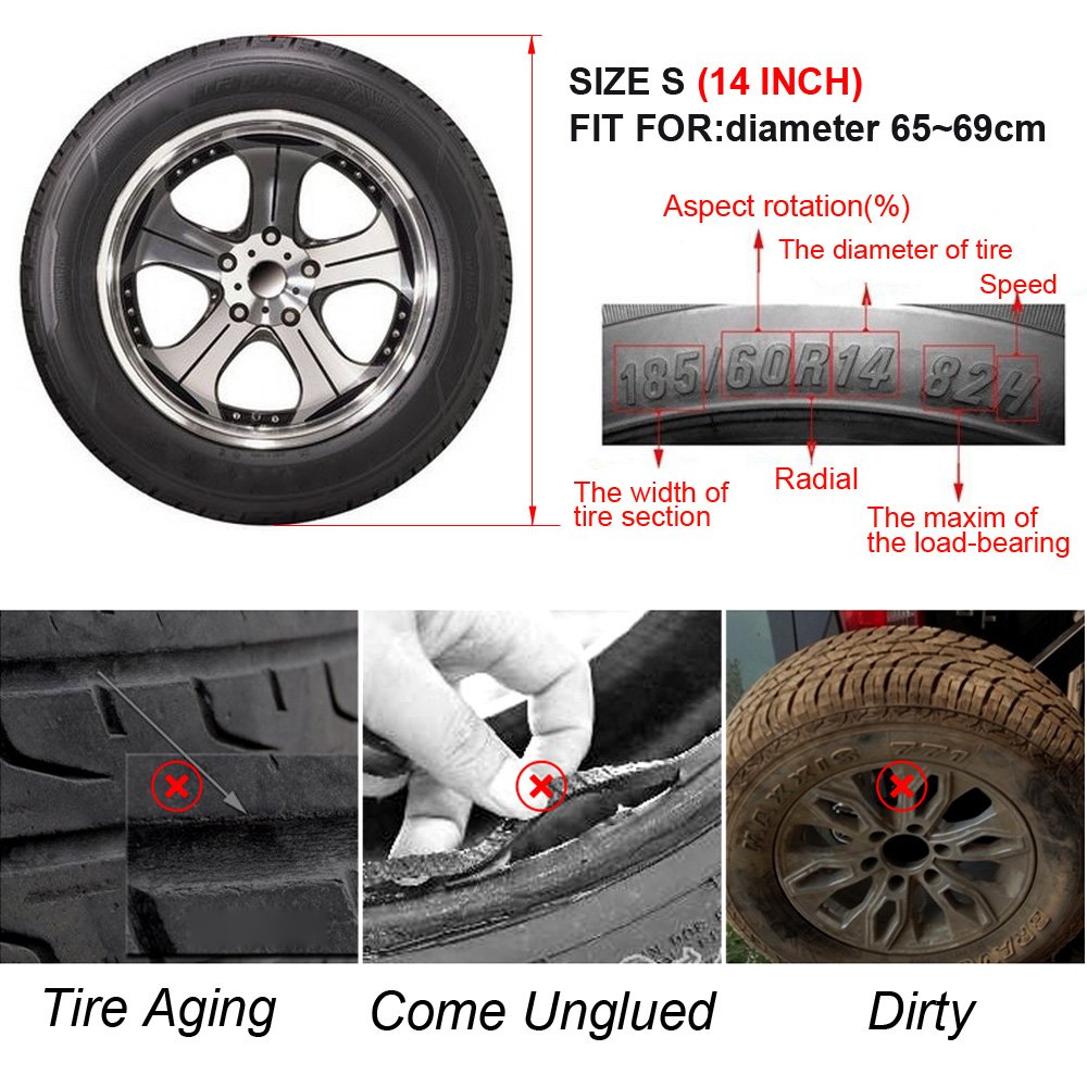G-PLUS 14" Spare Tire Cover Wheel Protectors Weatherproof Vinyl Leather Compatible with Honda CR-V CRV (Tire Diameter 23"-27") Black