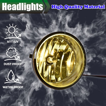 G-PLUS Front Bumper Fog Lights Assembly Compatible With 2005-2011 Toyota Tacoma/ 2007-2013 Tundra (Yellow lens) neblineros para autos delantero faros antiniebla