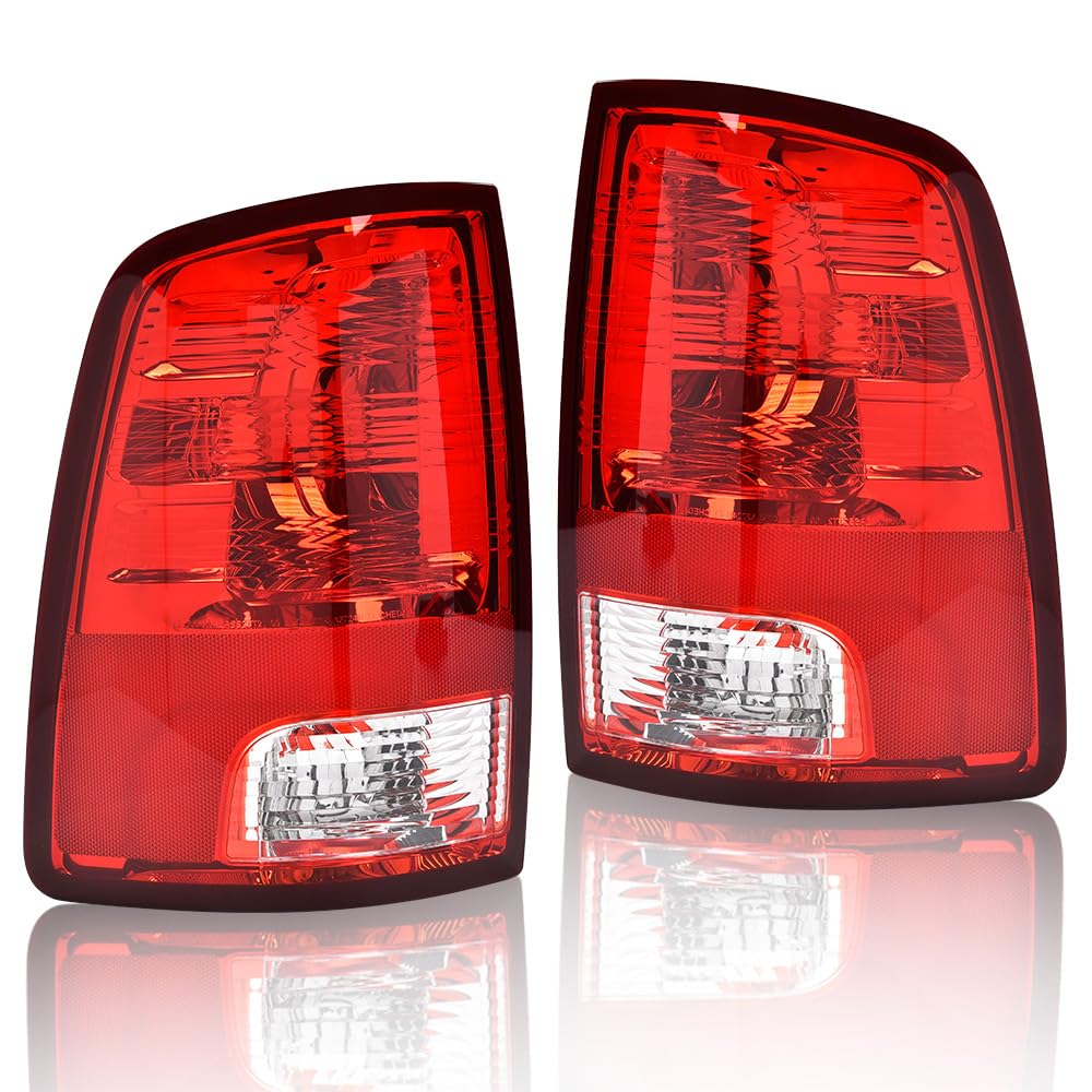 G-PLUS Tail Lights Assembly w/o Bulbs Compatible with Dodge Ram 1500 2009-2018, Fit Dodge Ram 2500 3500 2010-2018, Left & Right Rear Brake Lamps, Red Lens, 55277415AF