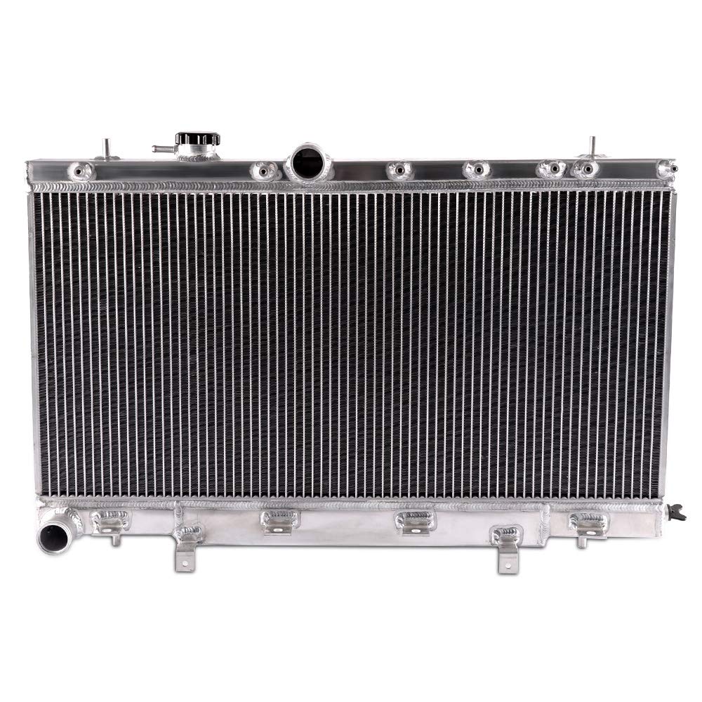 Aluminum Racing Cooling Radiator Stop Leak Compatible for Subaru Impreza GDA/GDB WRX STI Vers 7~9 2002 2003 2004 2005 2006 2007 Silver
