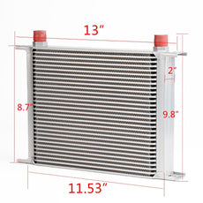 G-PLUS Engine Transmission Oil Cooler 30Row for Universal AN10 Aluminum Silver Front View