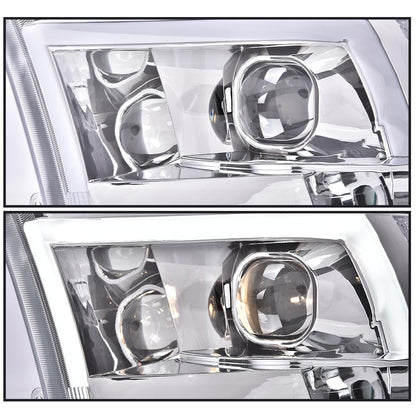 G-PLUS LED DRL Headlights - Fit Dodge Ram 1500-3500 (2009-2012), Quad, Clear Lens, Chrome Housing, Clear Reflector Bumper Headlamps,faros delanteros Assembly
