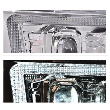 G-PLUS LED Headlights Assembly Fit Chevy Tahoe Avalanche Subarban 1500 2500 2007-2014 DRL Corner Turn Signal Headlamps Set Pair Left & Right Clear Lens Chrome Housing Clear Reflector,faros delanteros