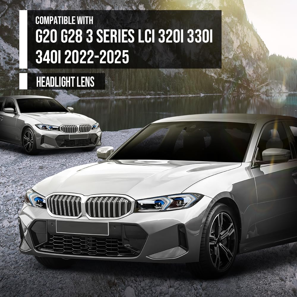 G-PLUS Headlight Lens Cover Compatible with BMW 3 Series G20 G21 2023-2024 Left Side Front Headlamp Lens Cover Clear