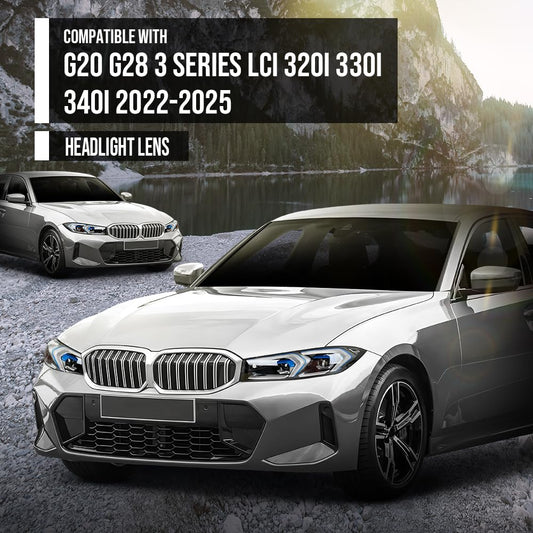 G-PLUS Headlight Lens Cover Compatible with BMW 3 Series G20 G21 2023-2024 Left Side Front Headlamp Lens Cover Clear