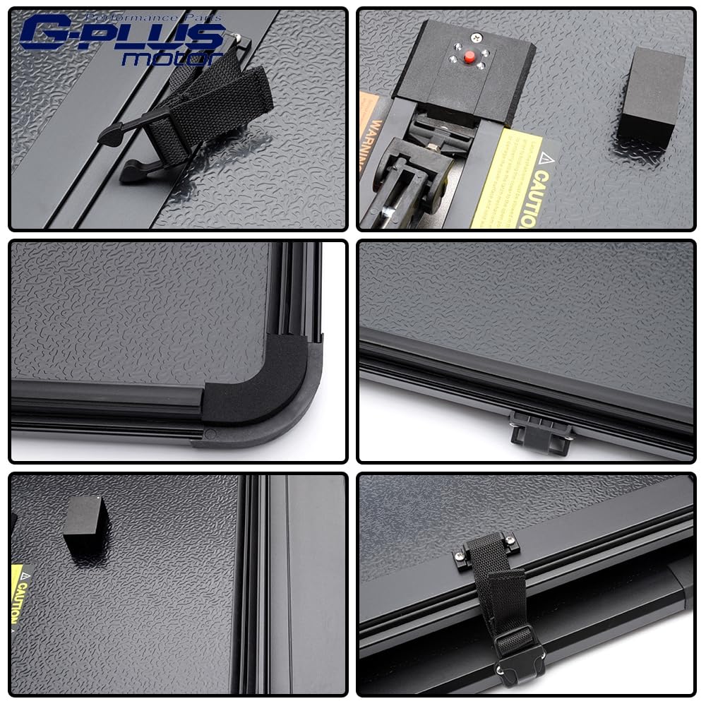 G-PLUS Hard Tri-fold Truck Bed Tonneau Cover Lockable Pickup Folding Covers Compatible with 2005-2011 Dodge Dakota 5'3" Extra Short Bed