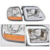 G-PLUS LED DRL Strip Headlights & Corner Parking Lights Fit Ford F150 1998-2003/Fit Ford Expedition 1997-2002/Fit 1997-1999 F250 Headlamps Clear Lens Chrome Housing Amber Reflector,faros delanteros