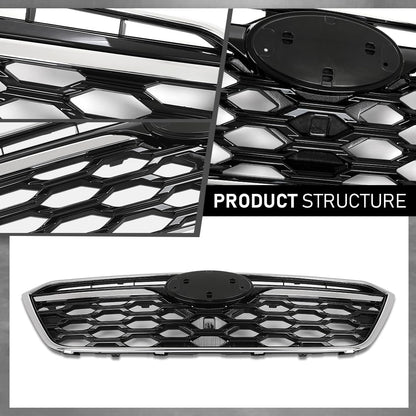 G-PLUS Front Upper Grille Black W/Chrome Trim Compatible with Subaru Outback 2020-2022 J1010AN010