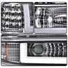 G-PLUS LED DRL Headlights Assembly Fit Chevy Silverado 1999-2002/Fit Tahoe Suburban 1500 2500 2000-2006 Clear Lens Chrome Housing Amber ReflectorBumper Headlamps,faros delanteros