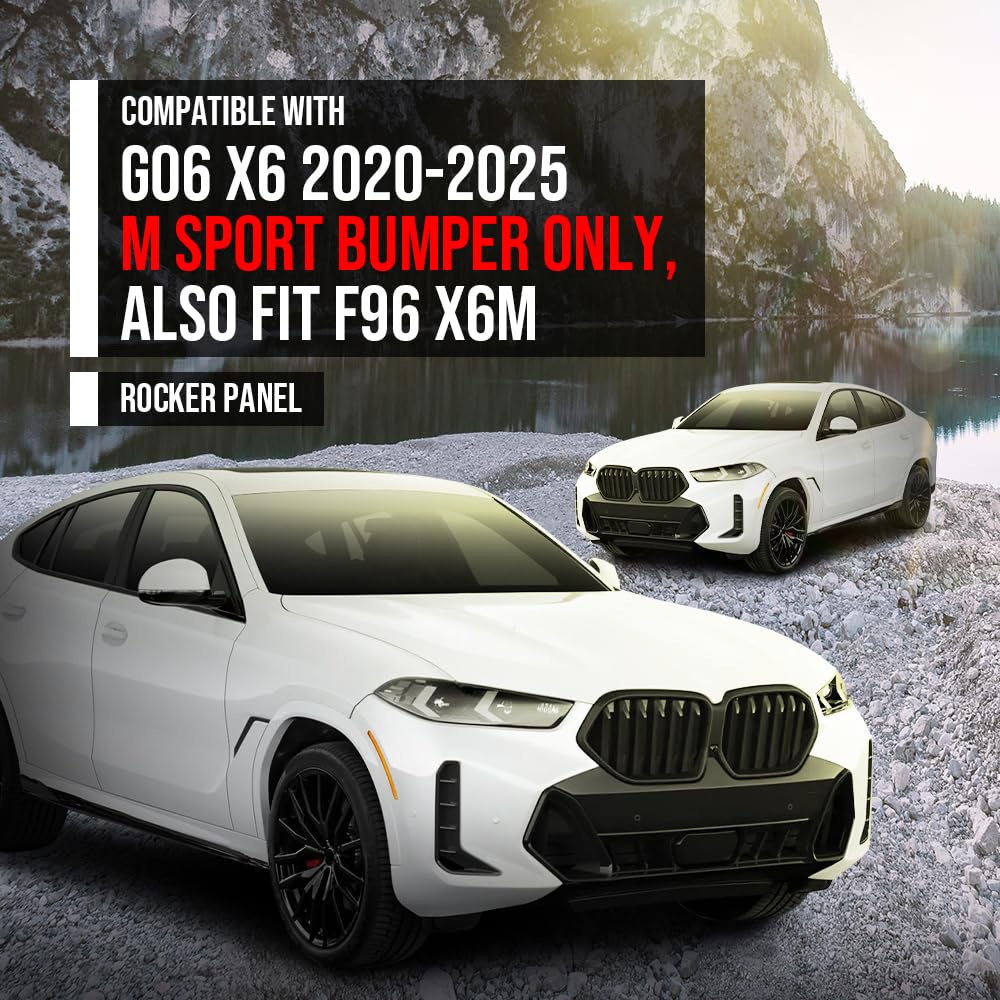 G-PLUS Side Skirts Pair Compatible with BMW G06 X6 2020 2021 2022 2023 2024 2025 M Sport Bumper Only, Also Fit F96 X6M Gloss Black