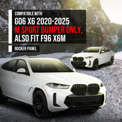 G-PLUS Side Skirts Pair Compatible with BMW G06 X6 2020 2021 2022 2023 2024 2025 M Sport Bumper Only, Also Fit F96 X6M Gloss Black