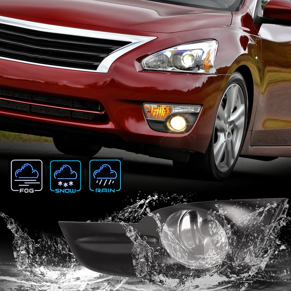 G-PLUS Bumper Fog Lights Compatible with 2013-2015 Altima Sedan 4Dr Clear Driving Fog Lamps W/Switch Kit
