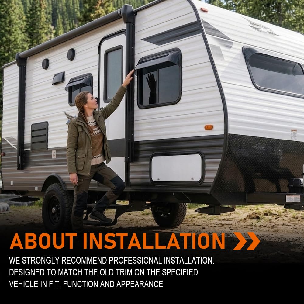 G-PLUS Window Deflector and Sun Visor Compatible with All Flat Sided Recreational Vehicle(12-17 Inch Wide Window) Impact-Resistant Smoky
