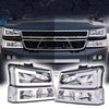 G-PLUS LED Headlights Compatible with Chevy Avalanche Silverado 1500 2500 HD 3500 2003-2006/Fit Chevy Silverado 1500 2500 3500 Classic 2007 Headlamp(Clear Lens Chrome Housing Clear Reflector)