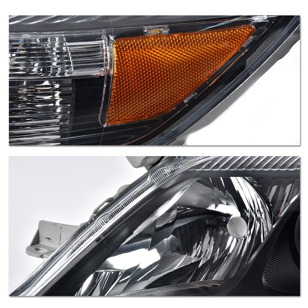 G-PLUS Projector Headlights Head Lamps Without Bulbs LH&RH Compatible with 2010-2011 Toyota Camry Black Housing Clear Lens Amber Reflector Bumper Headlamps,faros delanteros