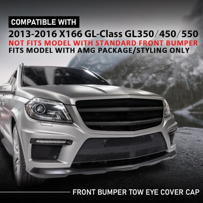 G-PLUS Front Bumper Tow Eye Cap Tow Hook Cover Compatible with Mercedes-Benz X166 GL-Class GL350/450/550 2013-2016,Not Fits Model with Standard Front Bumper 166-885-51-22 A1668855122 1668855122