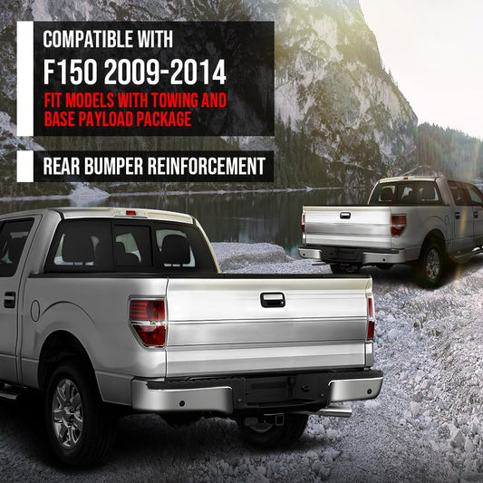 G-PLUS Rear Bumper Reinforcement Compatible with Ford F150 2009-2014 Fit Models with Towing and Base Payload Package 9L3Z17D826B, FO1106362 Black