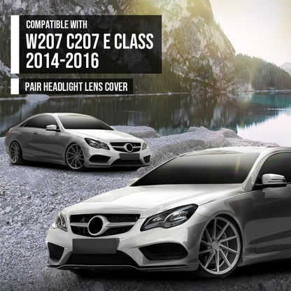 G-PLUS Headlight Lens Cover Compatible with Benz E-Class W207 C207 2014 2015 2016 Left & Right Front Headlamp Lens Cover Clear