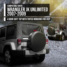 G-PLUS Soft Top for Jeep Wrangler JK Unlimited 2-Door 2007-2009 Tinted Window Black Front View