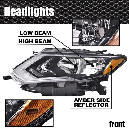 G-PLUS One Left Driver Side Headlight Compatible with Nissan Versa 2015-2019 Headlamp Halogen Clear Lens Chrome Housing Amber ReflectorBumper Headlamps,faros delanteros