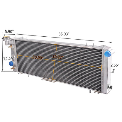 Aluminum Racing Radiator Replacement +10" Radiator Cooling Fan Compatible For Jeep CHEROKEE/COMANCHE XJ 2.5L 4.0L I4/I6 1991-2001