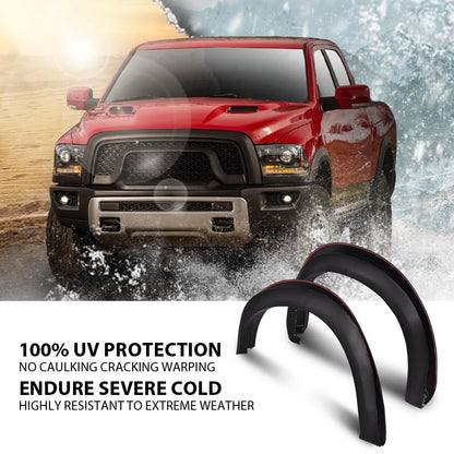 G-PLUS Fender Flares Compatible with Dodge Ram 1500 2009-2018 Not Fit R/T Models Injection Front Wheel Cover Protector Wheel Opening Molding Arch Trim 68054338AB, 68054339AB 4PCS Black