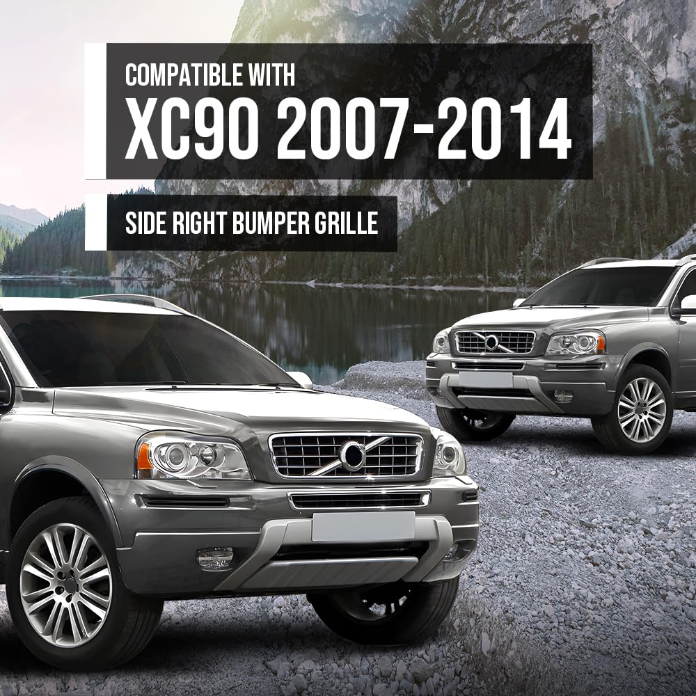 G-PLUS Bumper Face Bar Grilles Front Passenger Right Side Compatible with Volvo XC90 3.2 2007-2014 Fit Volvo XC90 V8 2007-2011 / V8 Sport 2007-2008 30678954, VO1039107 Black