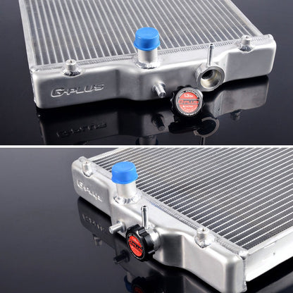G-PLUS 3 Row 52mm Aluminum Cooling Racing Radiator Stop Leak Compatible with Honda Civic 1992-2000 EK EG D15 D16 in/Out 28mm