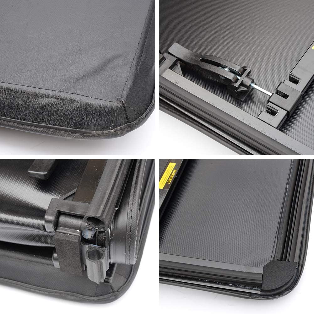 G-PLUS Black Soft Four Fold Truck Bed Tonneau Cover Compatible with 2007-2013 Chevy Silverado/GMC Sierra 1500 2500 HD | Fits 6.6' 6.6ft Bed