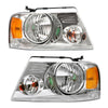 G-PLUS Headlights Assembly, Compatible with 2004-2008 Ford F150/ 2006-2008 Lincoln Mark Lt(NOT Compatible with 2004 F150 Heritage/Flareside Beds Models), Clear lens Chrome Housing Amber Reflector