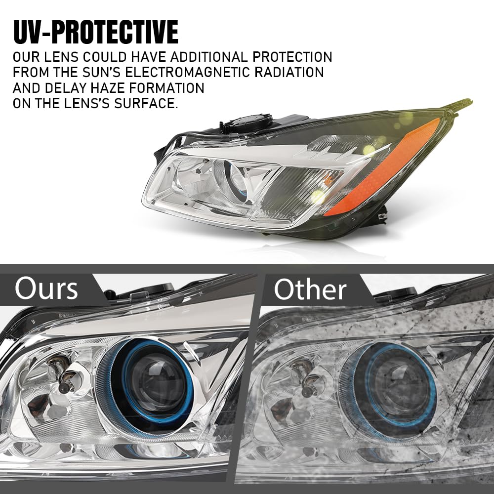 G-PLUS LED Left Side Headlight Assembly Front Headlamp Compatible with Buick Regal 2009-2012 20990313, 22934025 Clear Lens Black Housing Amber Reflector