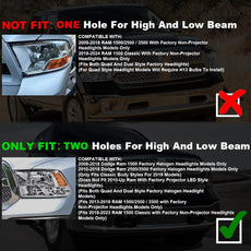 G-PLUS LED DRL Headlights for Dodge Ram 1500 2500 3500 2009-2012 Smoky Lens Chrome Housing Front View